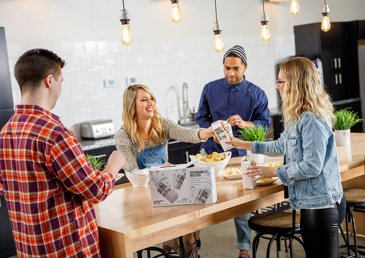 Group of young people sharing a meal